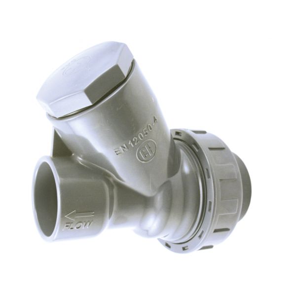 CHECK VALVE "Y" WITH PVC BALL, JOINTS FPM SOLVENT PVC-U